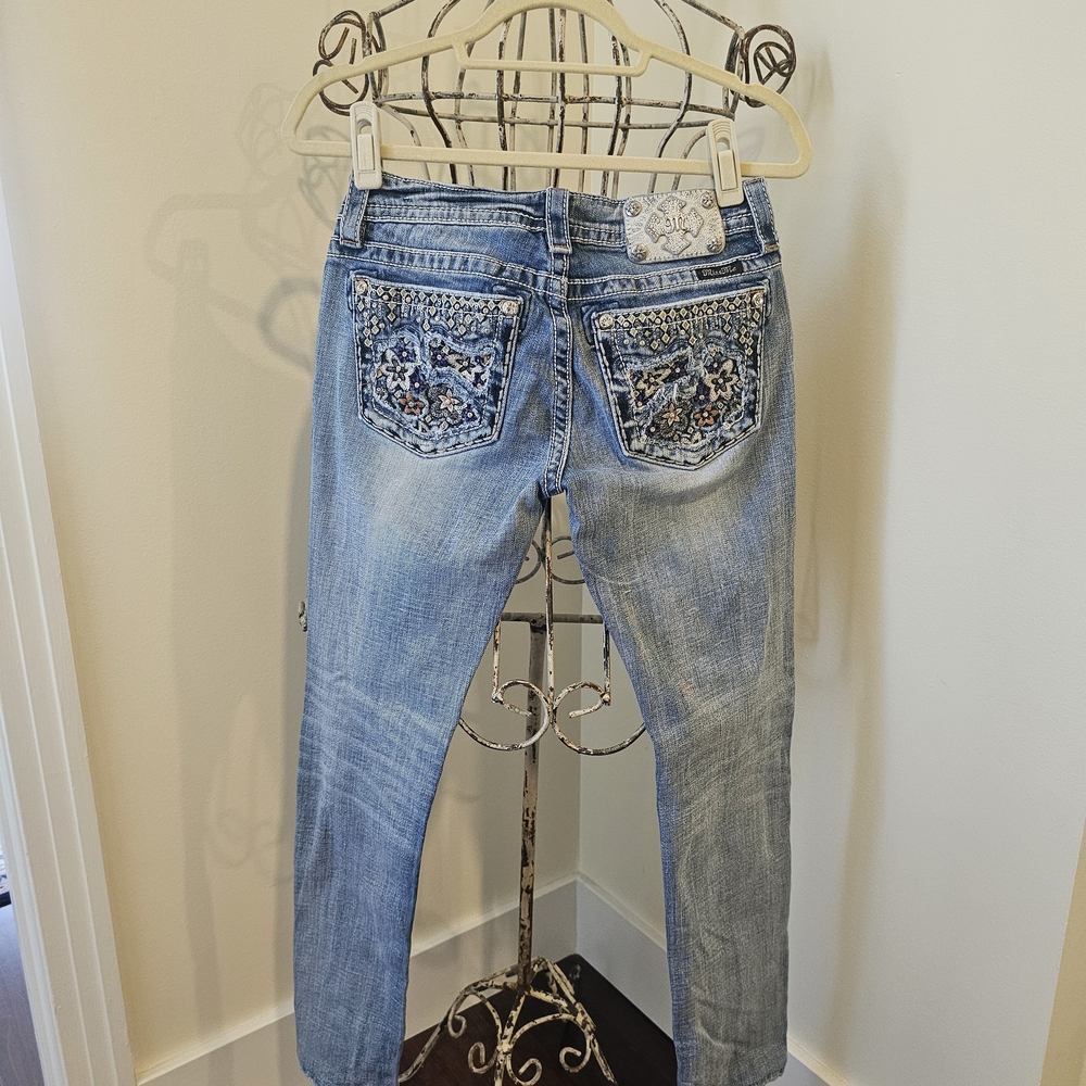 Miss Me Light Blue Embellished Ankle Skinny Jeans